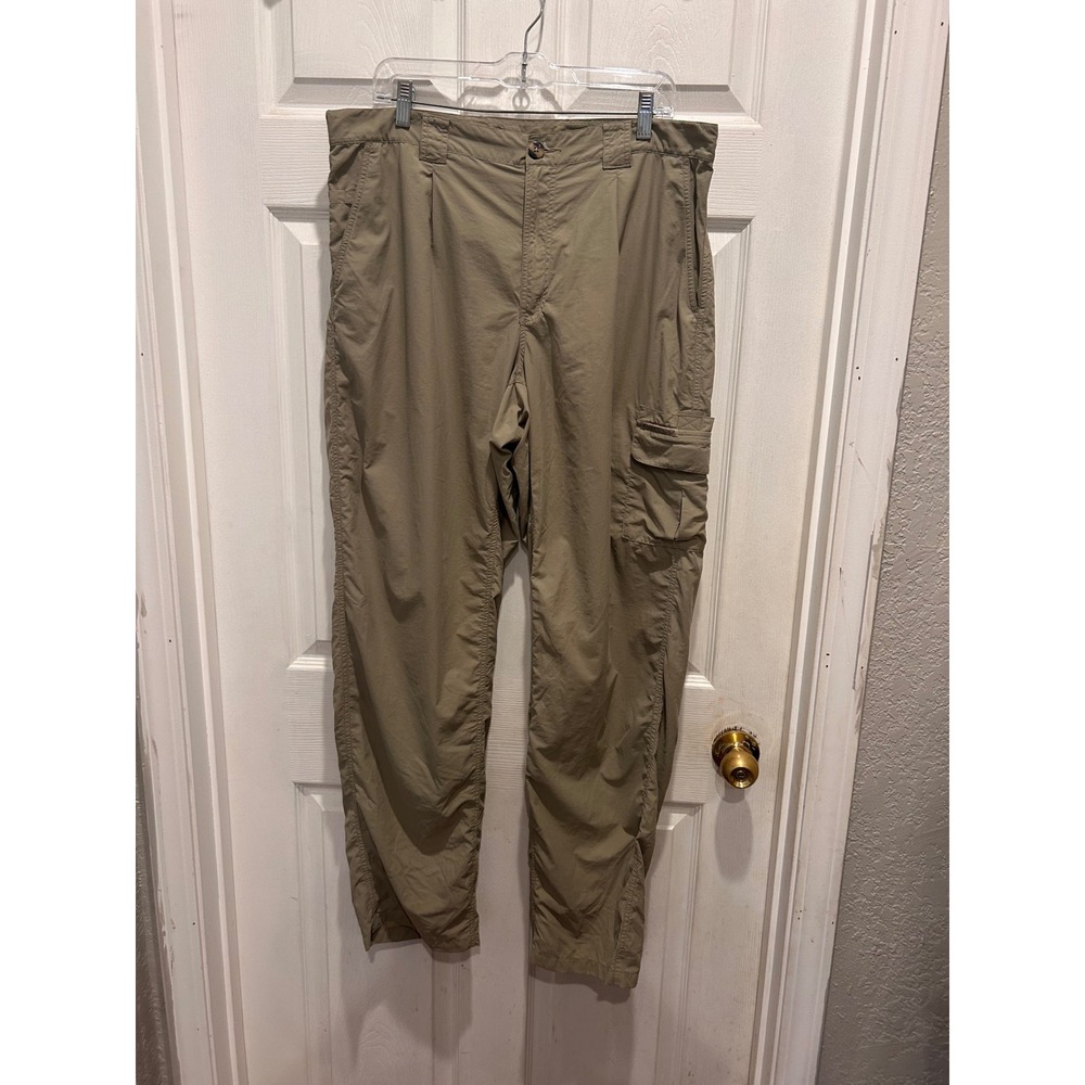 ExOfficio Mens 38x32 Tan Nylon Lightweight Hiking Cargo Pants Quick Dry‎ Khaki